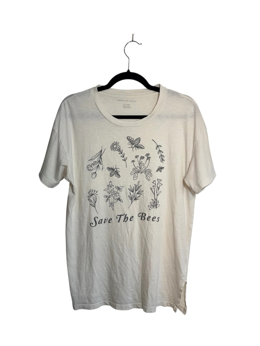 American Eagle Save The Bees Graphic Tee Cream Oversized Short Sleeve Xsmall